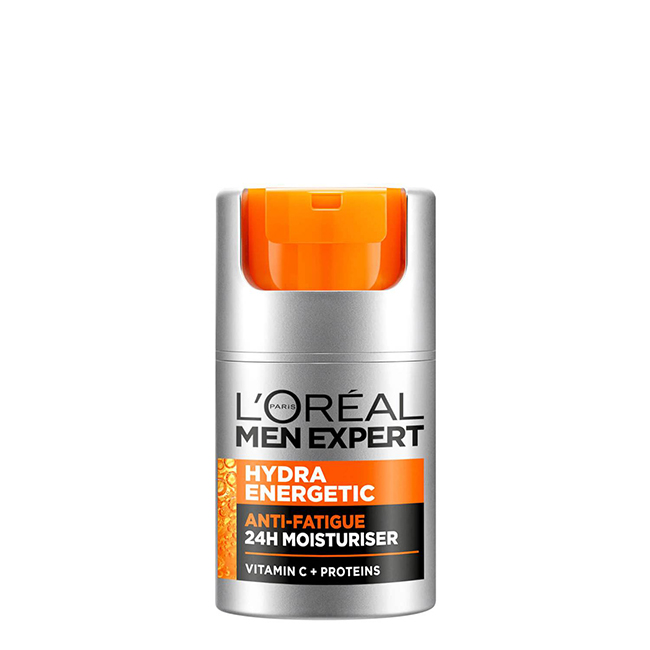 L'OrealMenExpertHydraEnergeticAnti-FatigueMoisturizer50ml Product container of LOreal Men Expert Hydra Energetic Moisturizer by LOreal Paris, a gel indicated for hydrating skin and beard.