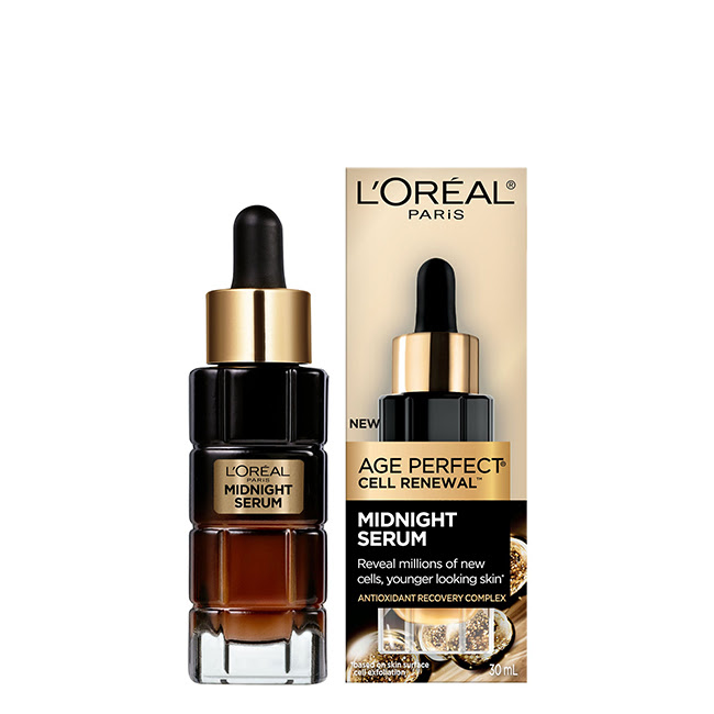 L'OrealParisAgePerfectCellRenewalNightSerum30ml Bottle of LOreal Paris Age Perfect Cell Renewal Night Serum by LOreal Paris, a serum indicated for overnight skin regeneration.