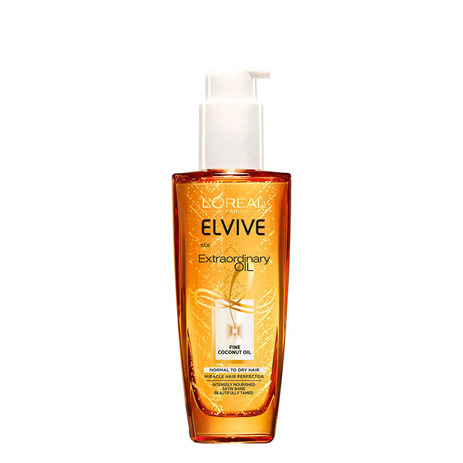 L'OrealParisElviveExtraordinaryOilCoconutNormaltoDryHair100ml Bottle of LOreal Paris Elvive Extraordinary Oil Coconut by LOreal Paris, a multifunctional oil indicated for very dry hair.