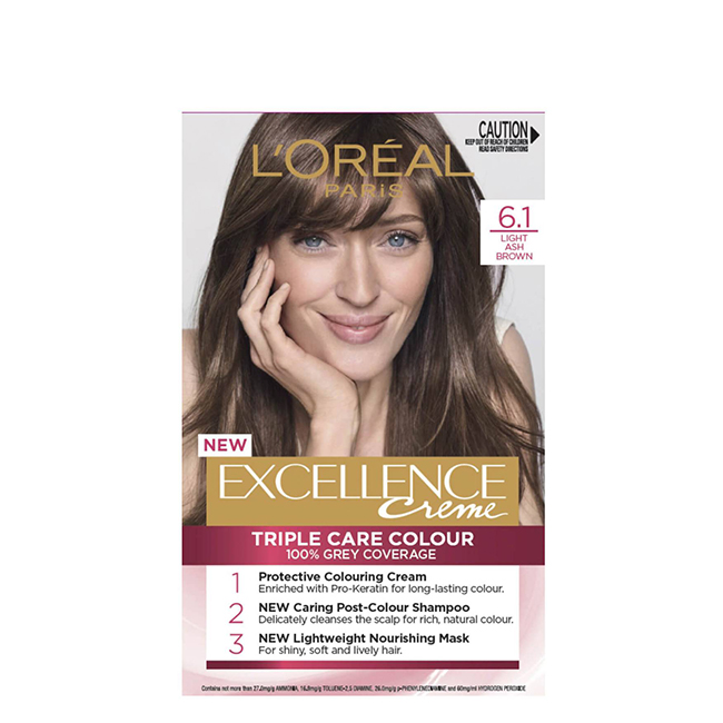 L'OréalParisExcellenceCrème6.1LightAshBrown Box of LOréal Paris Excellence Crème 6.1 Light Ash Brown by LOréal Paris, a hair color for gray coverage.