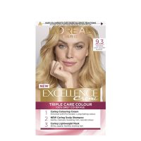 Box  of  LOréal  Paris  Excellence  Crème  9.3  Natural  Light  Golden  Blonde  by  LOréal  Paris,  a  hair  color  for  gray  coverage.