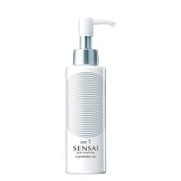 Bottle  of  Sensai  Silky  Purifying  Cleansing  Oil  by  Sensai,  an  oil  indicated  for  removing  makeup  and  restoring  smoothness.