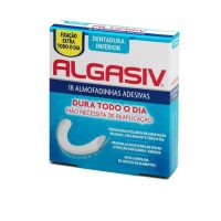 Product  container  of  Algasiv  Inferior  Adhesive  Pads  by  Algasiv,  an  adhesive  pad  indicated  for  lower  denture  stability  and  comfort.
