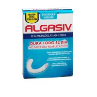 Product  container  of  Algasiv  Lower  Adhesive  Pads  by  Algasiv,  an  adhesive  pad  indicated  for  lower  denture  stability  and  comfort.