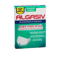 Product  container  of  Algasiv  Superior  Adhesive  Pads  by  Algasiv,  an  adhesive  pad  indicated  for  upper  denture  stability  and  comfort.