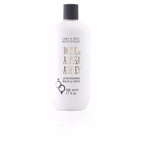 Bottle  of  Alyssa  Ashley  Musk  Hand  &  Body  Moisturiser  by  Alyssa  Ashley,  a  body  lotion  indicated  for  hydrating  and  protecting  skin.