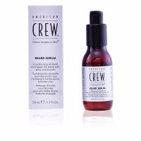 Bottle  of  American  Crew  Beard  Serum  by  American  Crew,  a  lightweight  serum  indicated  for  softening  and  conditioning  the  beard.