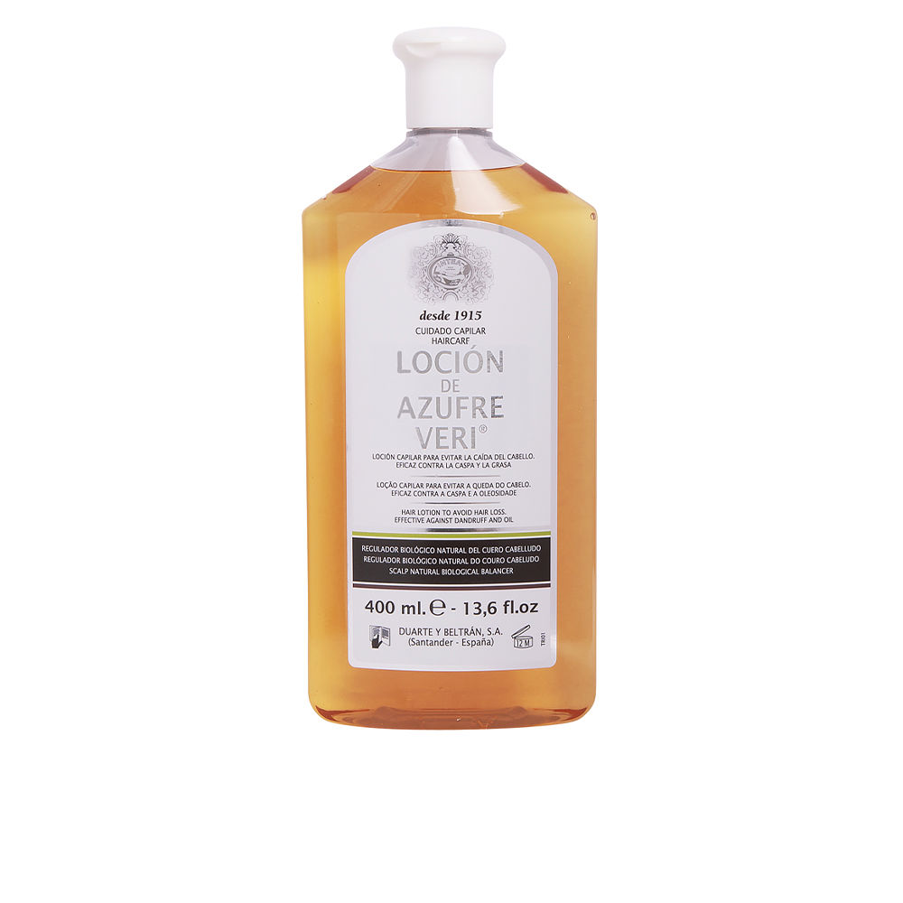 AzufreVeriAnti-HairLossLotion400ml Spray of Azufre Veri Anti-Hair Loss Lotion by Azufre Veri, a hair lotion indicated for combating hair loss and scalp health.