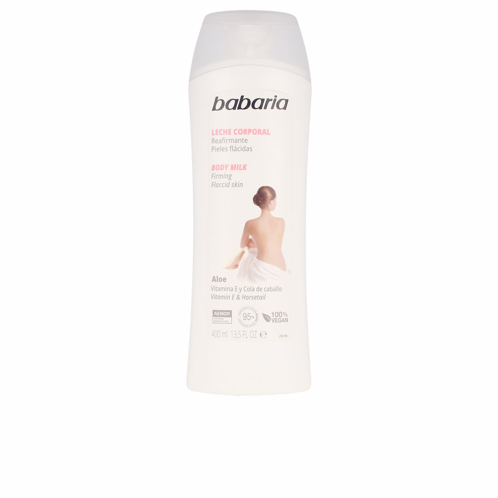 BabariaAloeVeraReaffirmingBodyMilk400ml Bottle of Babaria Aloe Vera Reaffirming Body Milk by Babaria, a body lotion indicated for firming and tightening the skin.