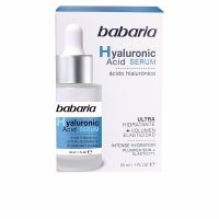 Bottle  of  Babaria  Hyaluronic  Acid  Ultra  Moisturizing  Serum  by  Babaria,  a  silky  serum  indicated  for  intense  hydration  and  elasticity.