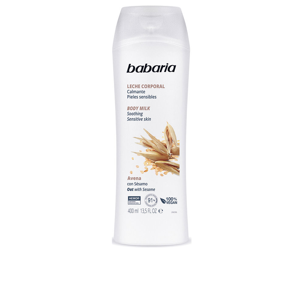 BabariaOatBodyMilkSoothingSensitiveSkin400ml Bottle of Babaria Oat Body Milk Soothing Sensitive Skin by Babaria, a body lotion indicated for moisturizing and soothing sensitive skin.