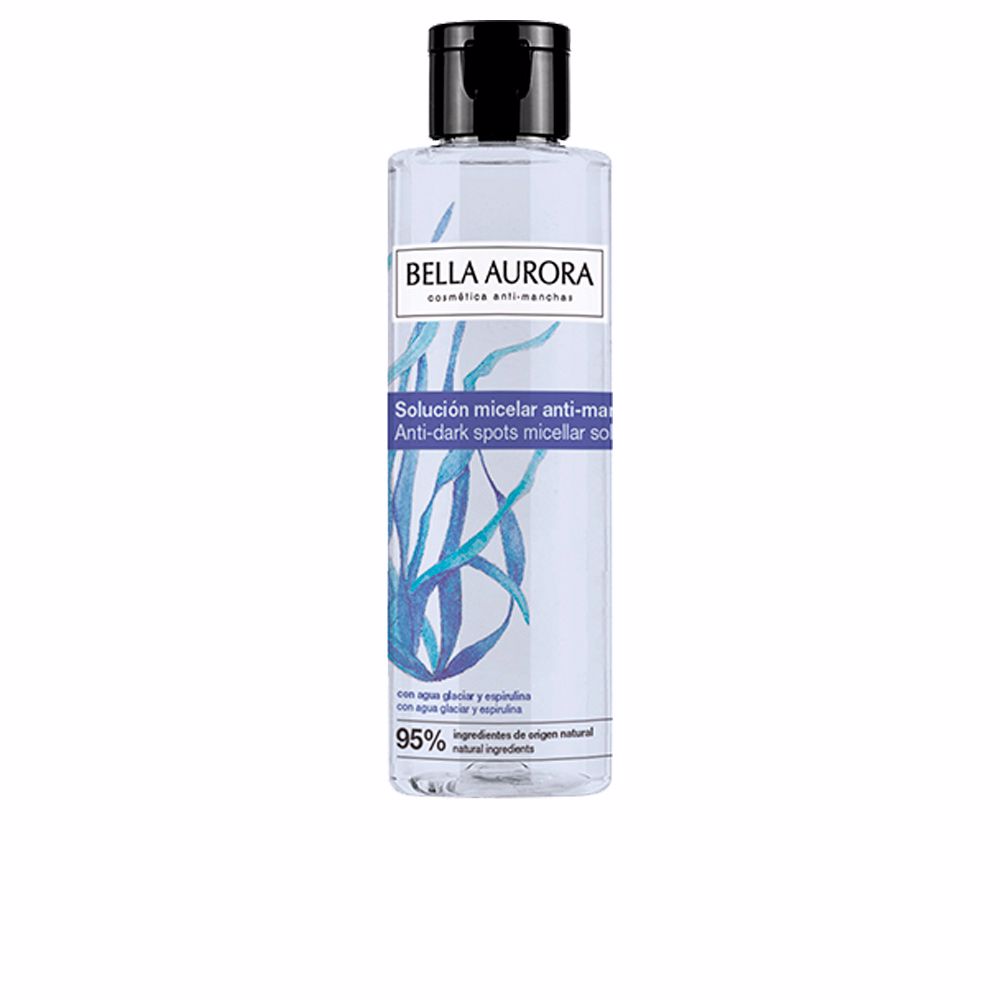 BellaAuroraFacialCleansingAnti-SpotMicellarSolution200ml Bottle of Bella Aurora Facial Cleansing Anti-Dark Spots Micellar Solution by Bella Aurora, a liquid for deep skin cleansing.