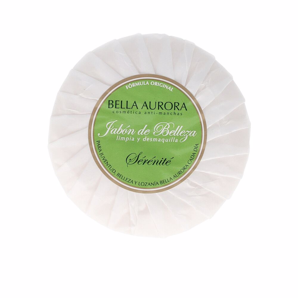 BellaAuroraSereniteBeautySoap100g Product container of Bella Aurora Sérénité Beauty Soap by Bella Aurora, a solid soap indicated for face cleansing.