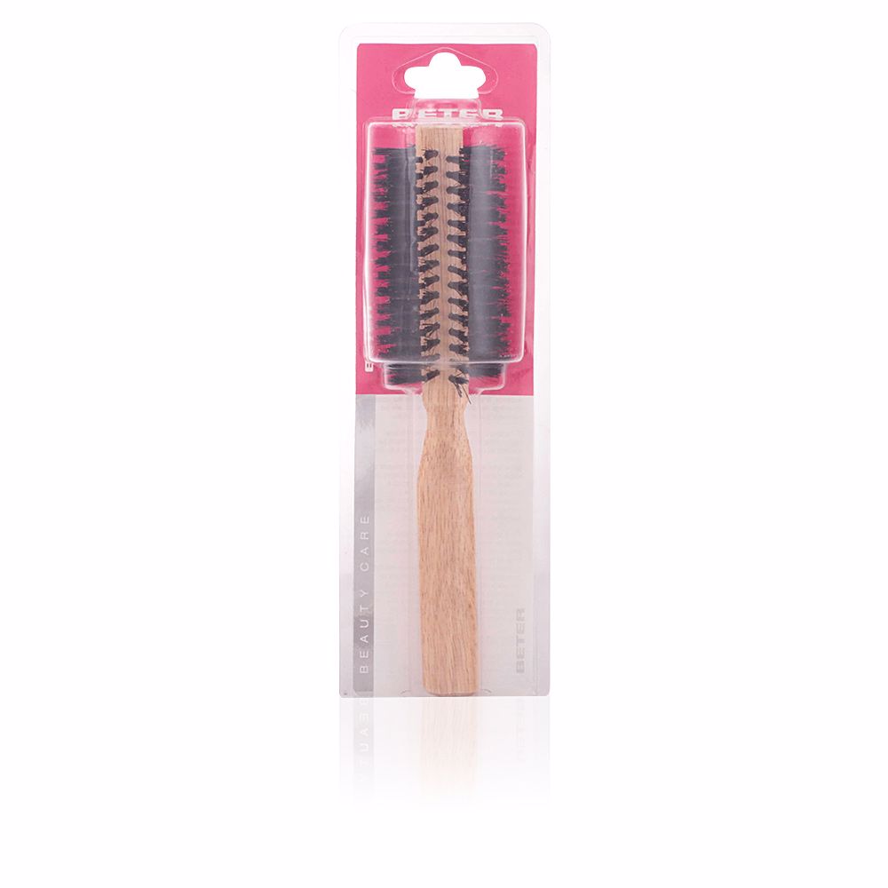 BeterRoundBrushMixedTinesWoodHandleOak45mm Beter Round Brush Mixed Tines Wood Handle Oak 45mm - Image 1