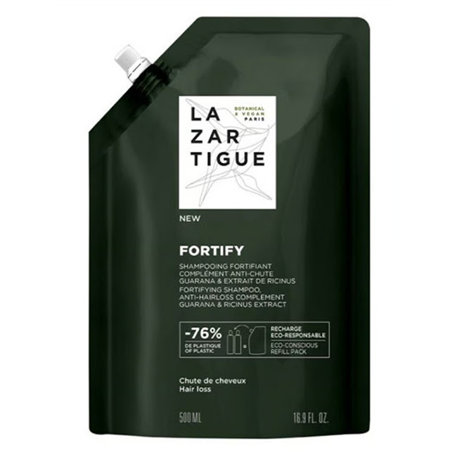 LazartigueFortifyEco-RefillShampoo500ml Bottle of Lazartigue Fortify Eco-Refill Shampoo by Lazartigue, a shampoo indicated for preventing hair loss and hair growth.