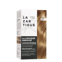 Box  of  La  Couleur  Absolue  Permanent  Haircolor  7.30  Golden  Blonde  by  Lazartigue,  a  permanent  dye  indicated  for  full  gray  coverage.