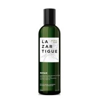 Bottle  of  Lazartigue  Repair  Shampoo  by  Lazartigue,  a  shampoo  indicated  for  restructuring  damaged  hair  fibers.