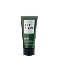 Bottle  of  Repair  Shampoo  by  Lazartigue,  a  repair  shampoo  indicated  for  restructuring  damaged  or  sensitive  hair  fibers.