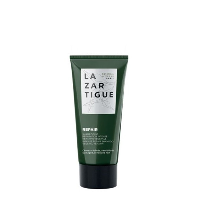 LazartigueRepairShampoo50ml Bottle of Repair Shampoo by Lazartigue, a repair shampoo indicated for restructuring damaged or sensitive hair fibers.