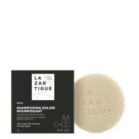 Product  container  of  Solid  Shampoo  by  Lazartigue,  a  vegan  solid  cleanser  indicated  for  moisturizing  and  nourishing  all  hair  types.