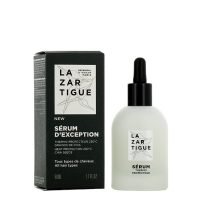 Bottle  of  Thermo  Protecteur  Serum  by  Lazartigue,  a  vegan  serum  indicated  for  protecting  hair  from  heat  up  to  230  degrees  Celsius.