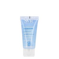 Bottle  of  Physiopure  Cleansing  Foaming  Gel  by  SVR,  a  cleansing  gel  indicated  for  moisturizing  and  purifying  sensitive  skin.