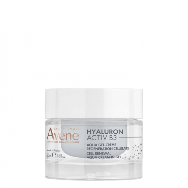 AvèneHyaluronActivB3CellRenewalAqua-Gel50ml Jar of Avène Hyaluron Activ B3 Cell Renewal Aqua-Gel by Avène, an aqua-gel indicated for plumping skin and reducing wrinkles.