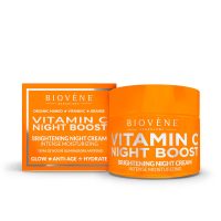 Jar  of  Biovène  Vitamin  C  Night  Boost  Brightening  Night  Cream  by  Biovène,  a  night  cream  indicated  for  brightening  and  moisturizing  skin.