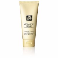 Bottle  of  Clinique  Aromatics  Elixir  Body  Smoother  by  Clinique,  a  body  lotion  indicated  for  hydrating  and  smoothing  the  skin.
