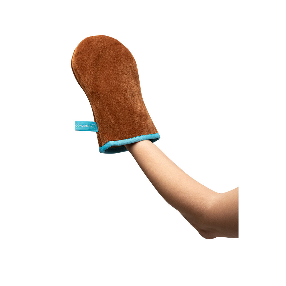 ComodynesSelf-TanningApplicationMitt Product container of Comodynes Self-Tanning Application Mitt by Comodynes, a microfiber glove indicated for even tan application.