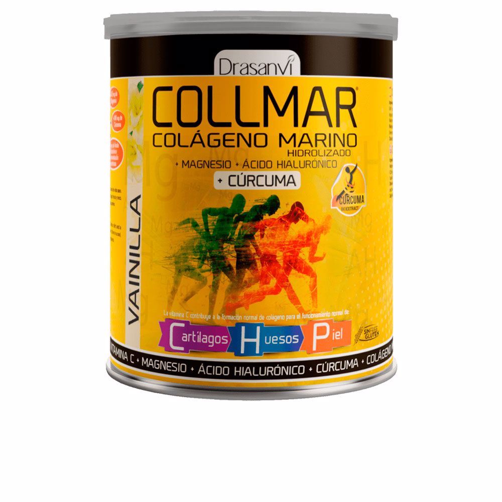 DrasanviCollmarMagnesiumCurcumaVanillaFlavor300g Product container of Drasanvi Collmar Magnesium Curcuma, a dietary supplement indicated for improving joint health and inflammation.