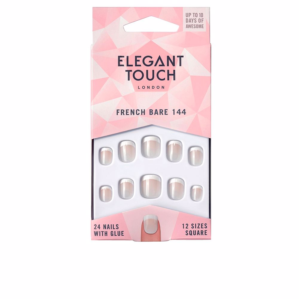 ElegantTouchFrenchBareNailsWithGlueSquareColor144-XSx24 Elegant Touch French Bare Nails With Glue Square Color 144-XS x24