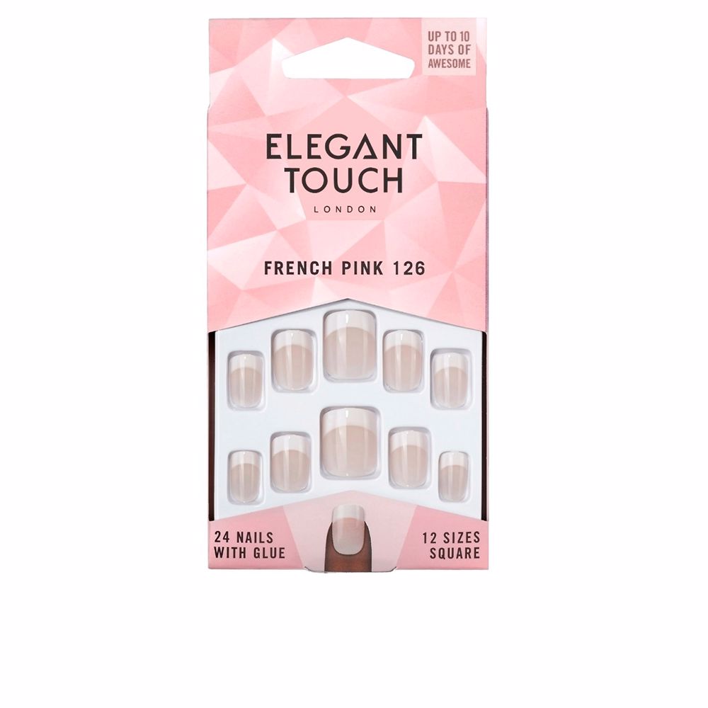 ElegantTouchFrenchPinkNailsWithGlueSquareColor126-Sx24 Elegant Touch French Pink Nails With Glue Square Color 126-S x24 - Image 1