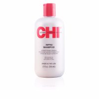 Bottle  of  Farouk  Chi  Infra  Shampoo  by  Farouk,  a  shampoo  indicated  for  hydrating,  nourishing  and  adding  volume  to  hair.
