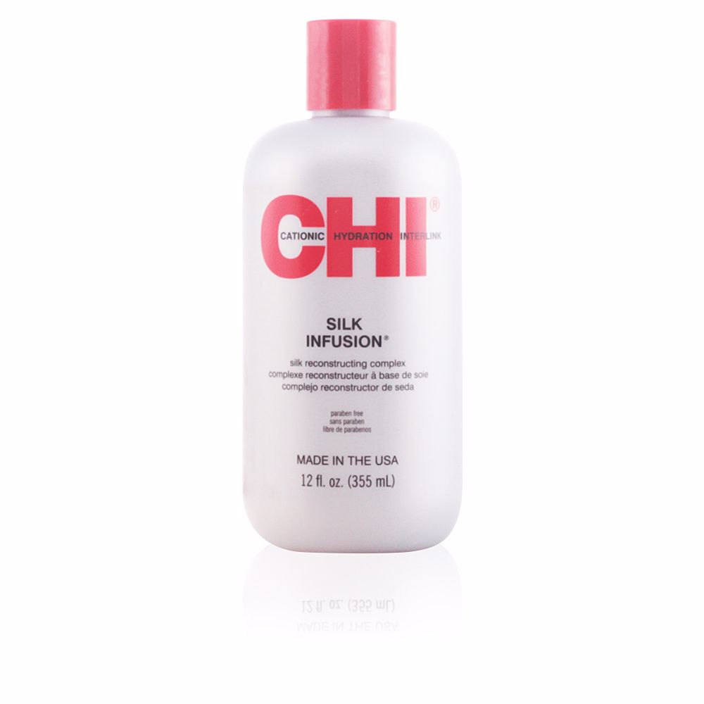 FaroukChiSilkInfusion355ml Bottle of Farouk Chi Silk Infusion by Farouk, a leave-in treatment indicated for moisture, shine and thermal protection.
