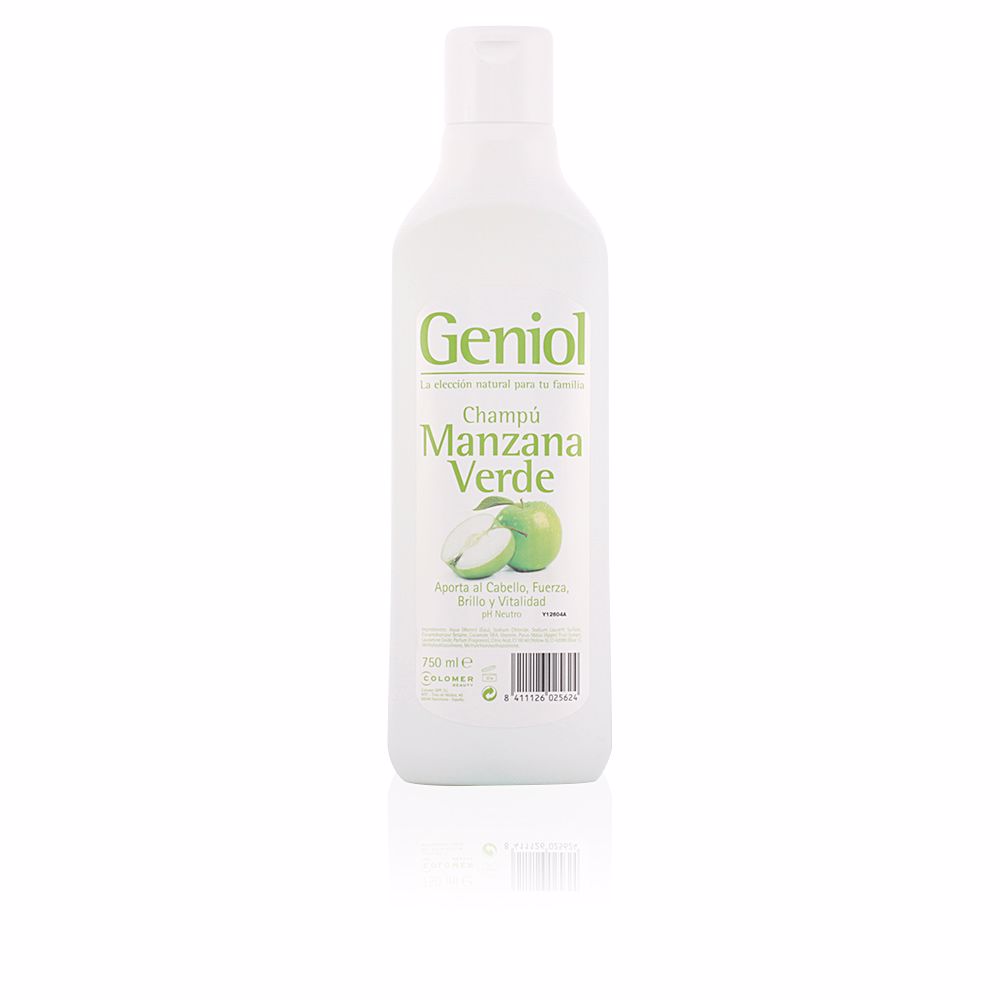 GeniolGreenAppleShampoo750ml Bottle of Geniol Green Apple Shampoo by Geniol, a moisturizing shampoo indicated for giving hair strength, shine and vitality.