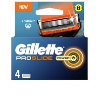 Box  of  Gillette  Fusion  Proglide  Power  Charger  Refills  by  Gillette,  razor  refills  indicated  for  a  close  and  comfortable  shave.