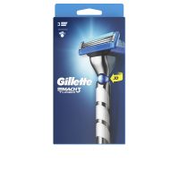 Product  container  of  Gillette  Mach  3  Turbo  Razor  by  Gillette,  a  razor  indicated  for  a  close  and  precise  shave  from  all  angles.