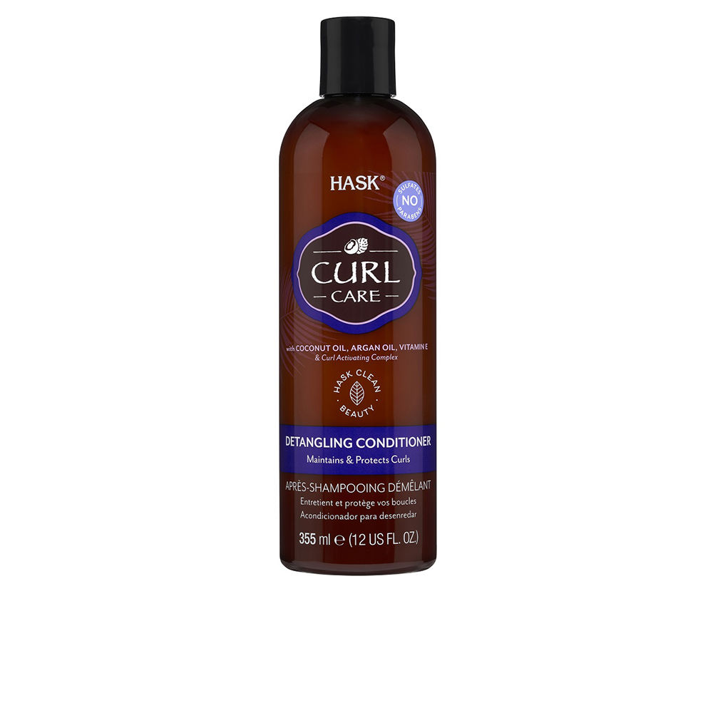 HaskCurlCareDetanglingConditioner355ml Bottle of Hask Curl Care Detangling Conditioner by Hask, a conditioner indicated for detangling and protecting curly hair.