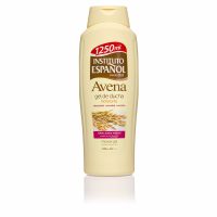 Bottle  of  Instituto  Español  Oat  Shower  Gel,  a  gel  indicated  for  cleansing  and  moisturizing  sensitive  or  dry  skin.