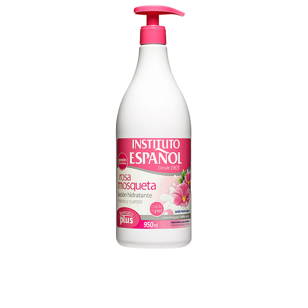 InstitutoEspañolRosehipMoisturizingBodyLotion950ml Bottle of Instituto Español Rosehip Moisturizing Body Lotion, a lotion indicated for nourishing and increasing skin elasticity.