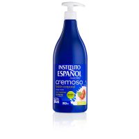 Bottle  of  Instituto  Español  Shea  Butter  Creamy  Body  Lotion,  a  milky  lotion  indicated  for  nourishing  and  moisturizing  the  body  skin.