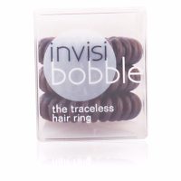 Product  container  of  Invisibobble  Original  Brown  by  Invisibobble,  a  spiral  elastic  indicated  for  securing  hair  without  leaving  marks.