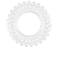 Product  container  of  Invisibobble  Power  Crystal  Clear  by  Invisibobble,  a  spiral  elastic  indicated  for  securing  hair  without  damage.