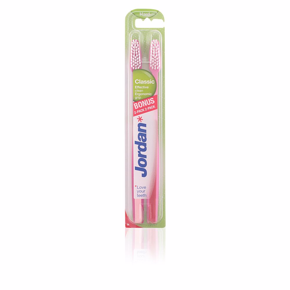 JordanClassicHardToothbrushx2 Box of Jordan Classic Hard Toothbrush by Jordan, a hard toothbrush indicated for effective daily oral care for adults.