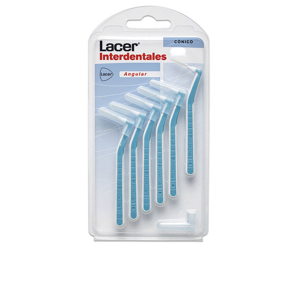 LacerInterdentalAngularConicalAssortedColorx6 Box of Lacer Interdental Angular Conical Brush by Lacer, a conical brush indicated for cleaning interdental spaces.