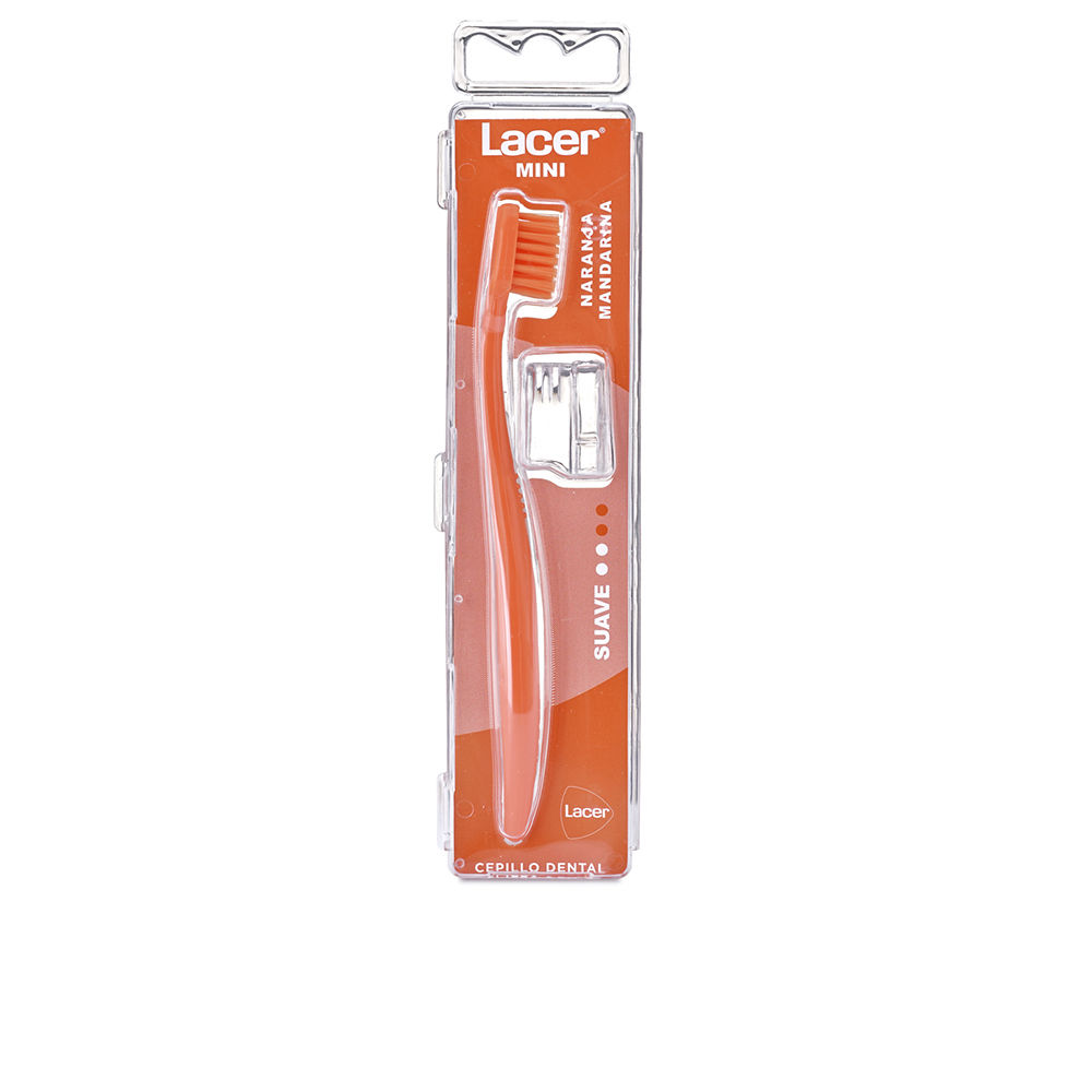 LacerMiniSoftToothbrushAssortedColor Product container of Lacer Mini Soft Toothbrush by Lacer, a compact soft toothbrush indicated for gentle adult oral hygiene.