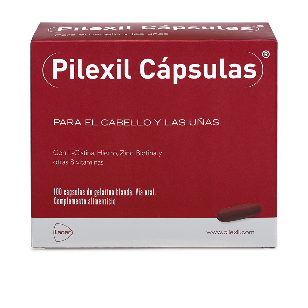 PilexilCapsulesx100 Box of Pilexil Capsules by Pilexil, a food supplement indicated for combating intense and excessive hair loss.