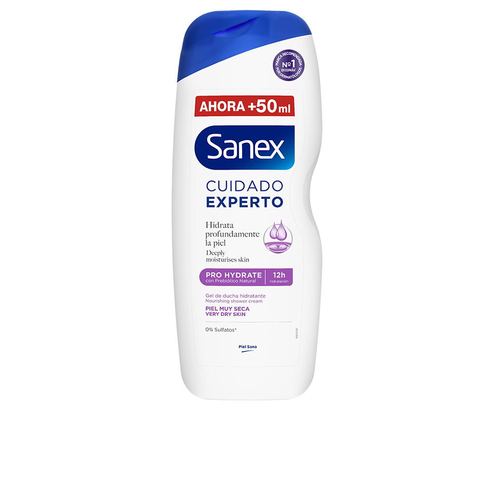 SanexProHydrateShowerGelForVeryDrySkin600ml Bottle of Sanex Pro Hydrate Shower Gel by Sanex, a refreshing gel indicated for deeply moisturizing very dry skin.