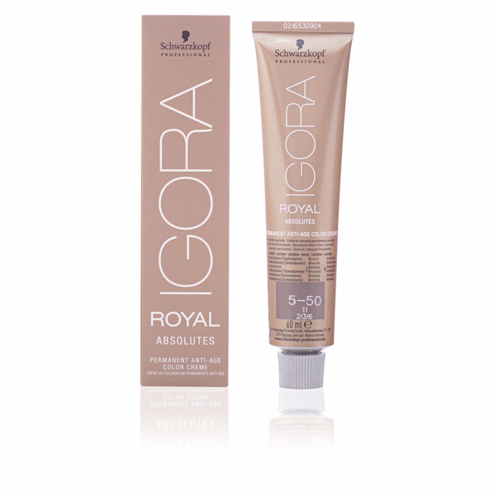 SchwarzkopfIgoraRoyalAbsolutesHairColor5-50 Tube of Schwarzkopf Igora Royal Absolutes Hair Color, a coloring cream indicated for permanent anti-aging hair color.
